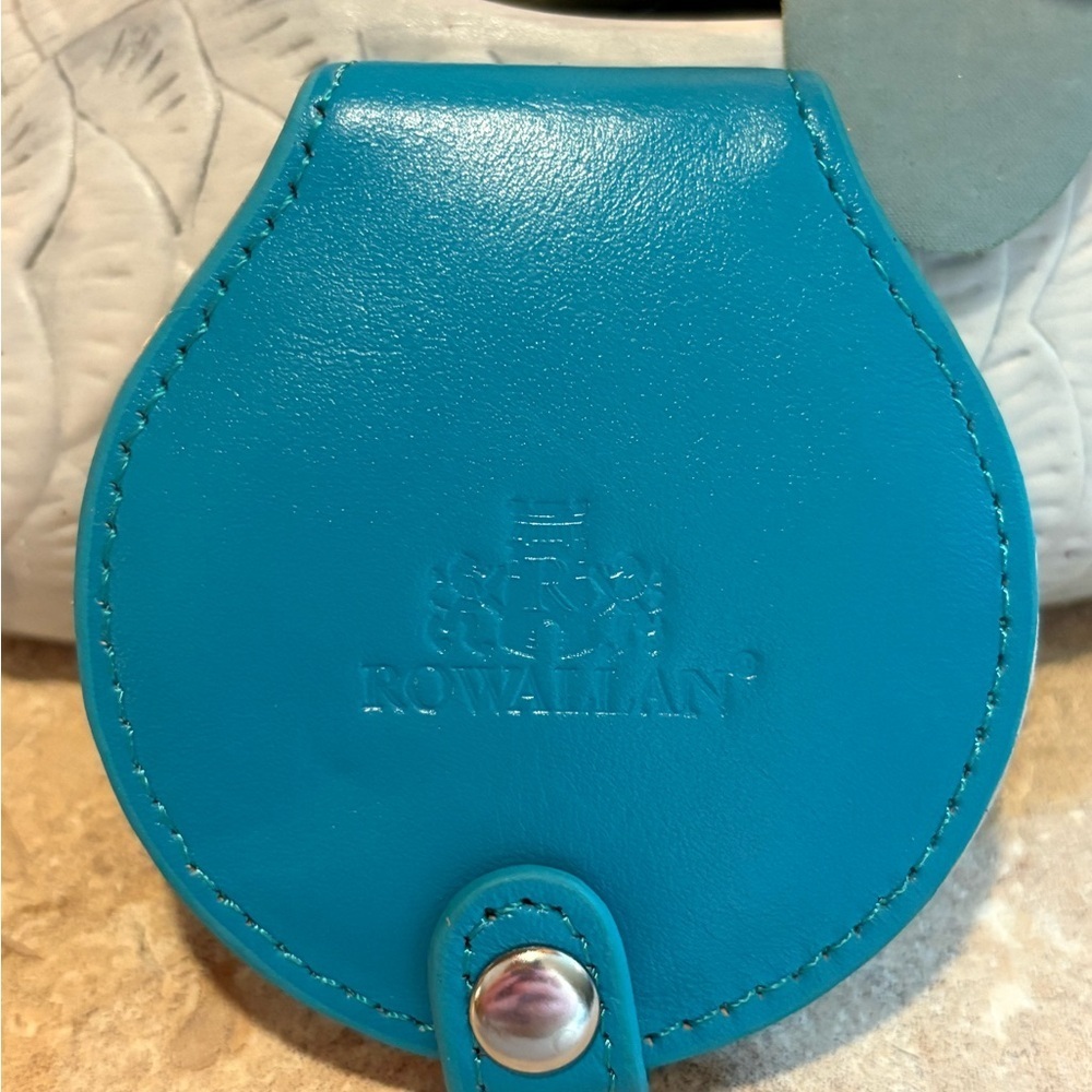 Rowallan Turquoise Leather Compact Mirror